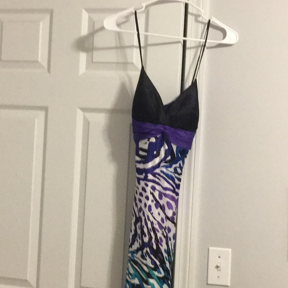 Floor length animal print prom dress